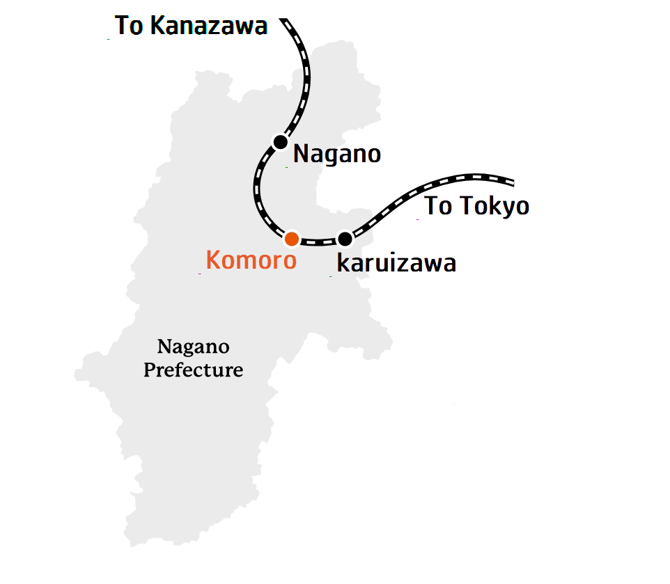 KOMORO HONJIN OMOYA - Access Map for Visitors Traveling by Train and Bullet Train